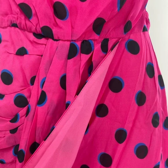 10 Crosby Derek Lam NWT Taula One Shoulder Ruffle Hem Dress Pink Polka Dots New - Picture 3 of 11